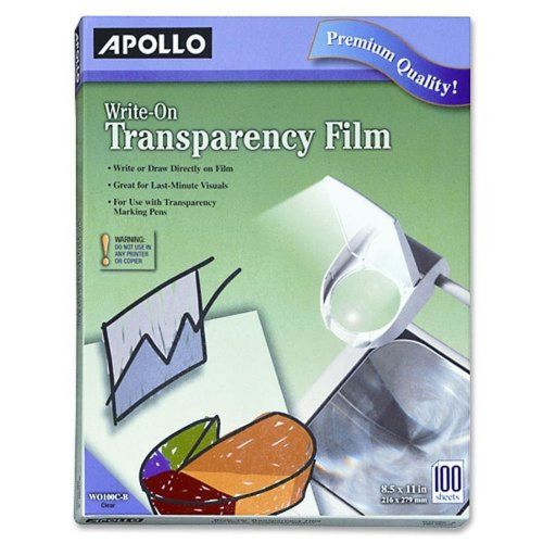 Apollo Write-On Transparency Film 8.5 x 11 Inches Clear 100 Sheets per Box (V...