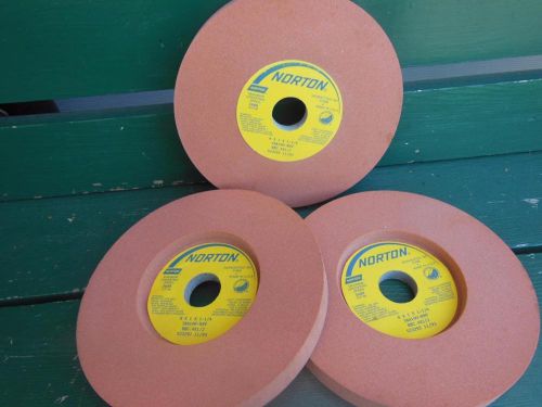 LOT OF 3 NORTON GRINDING WHEELS 8&#034; 8X1X1-1/4 38A100-K8V RECESSED 4X1/2 523292