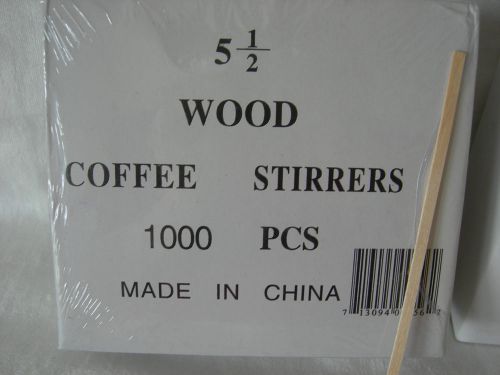 NIP Wood Coffee Beverage Stirrers - 1000 Count - Brown  - 5 1/2&#034;