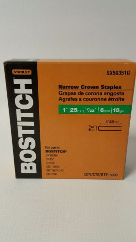 Stanley bostitch narrow crown staples 1 &#034; length chisel point sx50351g for sale