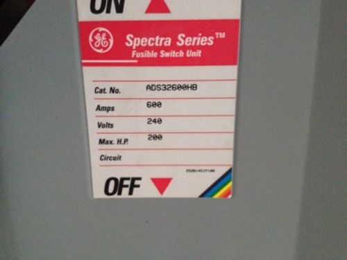 GE SPECTRA ADS32600HB 600 AMP 240V FUSED PANEL PANELBOARD SWITCH