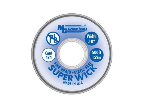 MG Chemicals 474 Series #4 Fine Braid Super Wick with RMA Flux, 500&#039; x 0.1&#034;