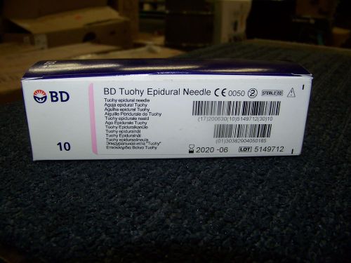 BD Tuohy Epidural Needle 18 ga. 3.50in Expires 06/2020 10 each