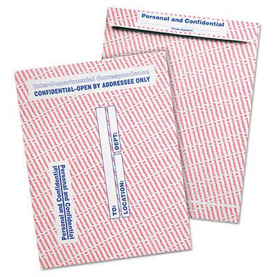 Gray/Red Paper Gummed Flap Confidential Interoffice Envelope, 10 x 13, 100/Box