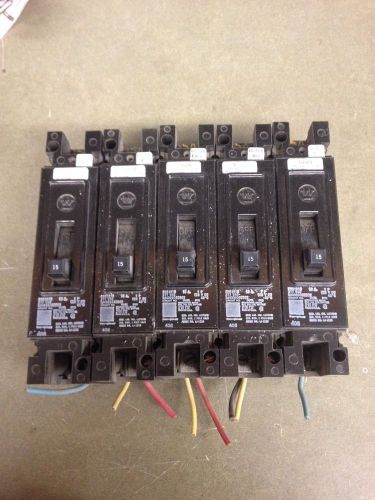 Lot Of 5 WESTINGHOUSE  EHB1015  277 VAC  15 Amp  1 Pole CIRCUIT BREAKER