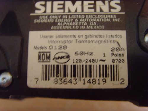 Siemens Q120 1 pole 20A Breaker (lot of 10) 1 Q130 30A