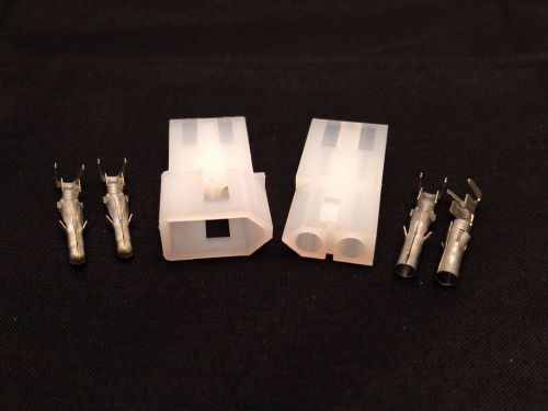Lot Of 4; 2 Pin .093 Male &amp; Female Molex style Pin &amp; Plug Connectors 20-14 AWG