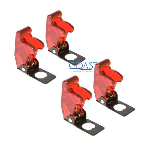 4X Car Marine Industrial Spring-Loaded Toggle Switch Safety Cover - Clear Red