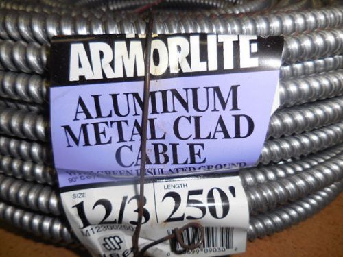 Southwind/armorlite - aluminum clad cable, type mc-al, 12-3, 250&#039; roll, ez-mc for sale