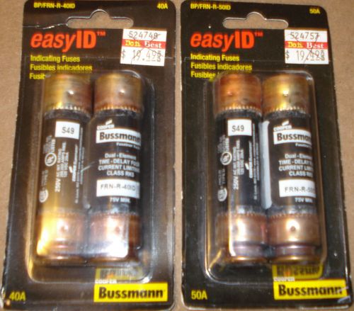 Bussman Indicating Fuses 2 x 40amp &amp; 2 x 50amp Time delay FRN-R-40ID &amp; 50ID