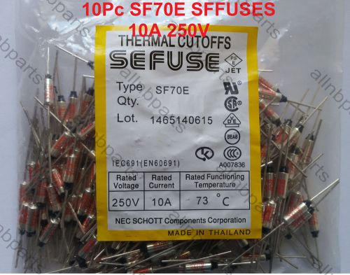 10pc microtemp thermal fuse 73°c 73 degree tf cutoff sf70e 10a ac 250v new for sale