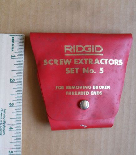 LIGHTLY USED RIDGED SCREW EXTRACTORS SET No.5 WITH PLASTIC POUCH