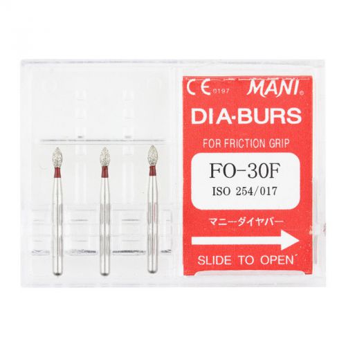 Dental Diamond Bur Fine Grit Flame Ovigal End FO-30F CE MANI DIA-BURS 30pcs