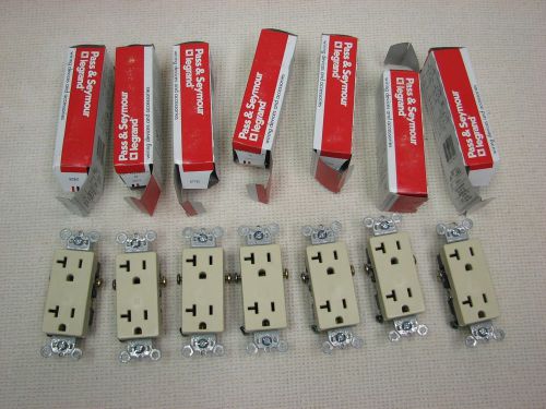 7 new p&amp;s ivory decorator commercial receptacle duplex outlets 5-20r 20a 26342-i for sale
