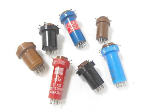 Pomona Electronics Lot of 7 Tube Test Socket Adapters |Tall, Short, 7-Pin, 9-Pin