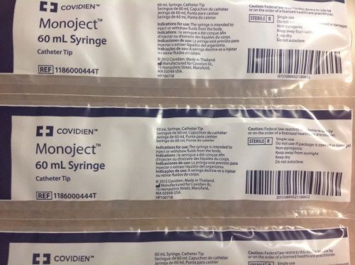 Covidien monoject 100 count 60 ml syringe ref:1186000444t catheter tip for sale