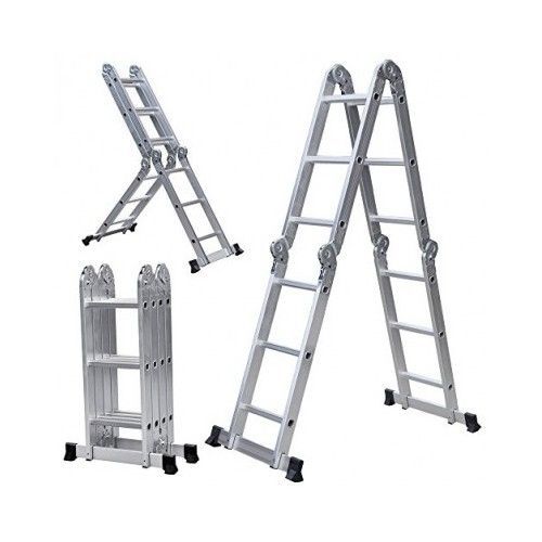 12.5ft  Aluminum Library Attic  Folding Step Ladder Extendable Heavy Duty