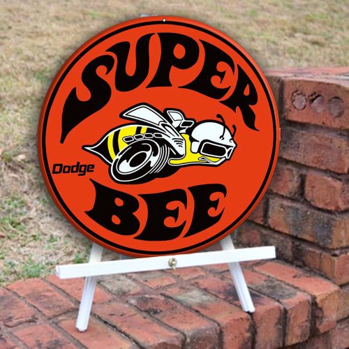 Vintage Dodge Super Bee weathered antique look - metal wall decor for garage bar