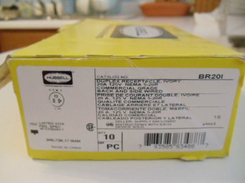 Hubbell Duplex Receptacle BR201 Ivory  (Case of 10) 20A 125V