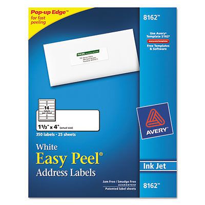 Easy Peel Inkjet Address Labels, 1 1/3 x 4, White, 350/Pack 8162