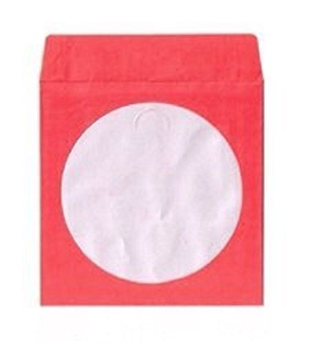 Generic CDSLV-100-RD Premium Thick Red Paper CD/DVD Sleeves Envelope with Window