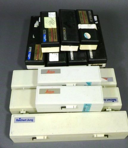 17 Boxes Used Microtome Blades Various Sizes Leica AO Reichert Jung