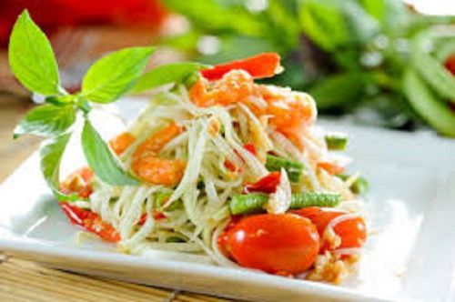 Papaya Salad Dish Asian Original Papaya Salad Recipe Thai Food Som Tum Spicy
