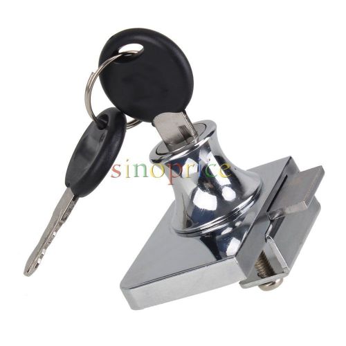 Chrome Plated Steel Showcase Glass Door Lock No Drill With 2 Keys and Screws