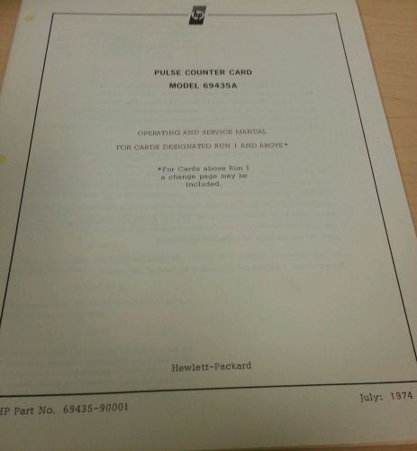 Operating and service manual pulse counter card HP Hewlett Packard model 69435A