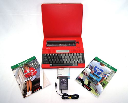 Canon Typemate 10 Electronic Typewriter, Manuals, 4 Cartridges Red Vinatge 1984