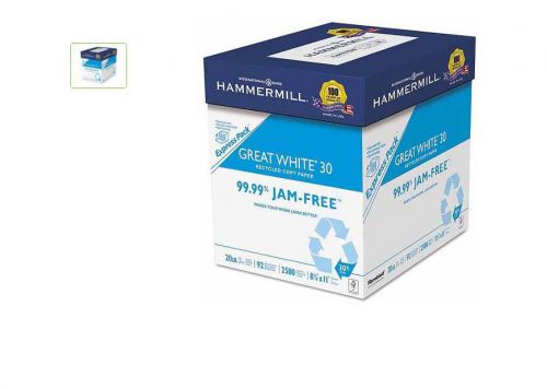 Hammermill Great White 100% Recycled Copy Paper  20lb  8 1/2 x 11  92 Brigh 2500