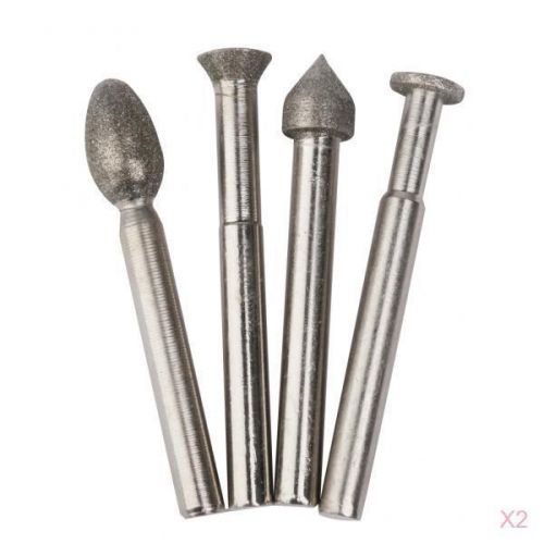 2x 4pcs 6mm shank diamond coated carving grinding 10mm burr bits rotary tools for sale