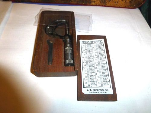 micrometer Antique 0-1&#034; Micrometer J T Slocumb Tool Machinist Patents case