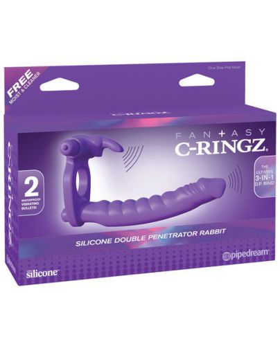Fantasy c-ringz silicone double pene rabbit &amp; erection ring  - purple for sale