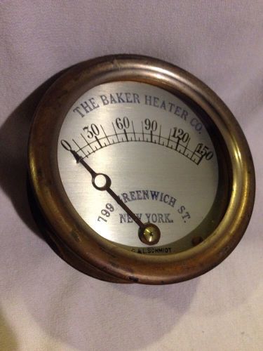 Vintage the baker heater co. 799 greenwich st. ny g &amp; l schmidt pressure gauge for sale