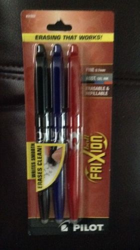 Pilot FriXion Ball Erasable Gel Ink Pens Fine Point 0.7MM Black Blue Red 31557