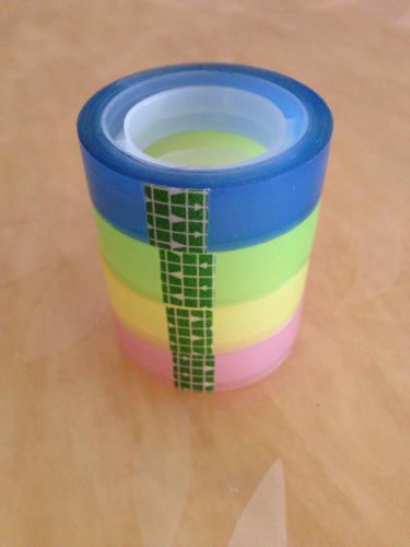 4 Rolls Multicolored Multi Purpose Clear Tape 12mm x 12m Brand New