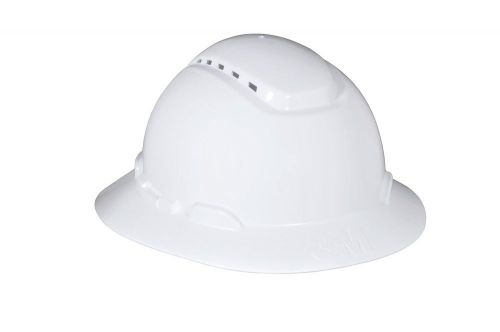 3M Full Brim Hard Hat H-801V 4-Point Ratchet Suspension Vented White