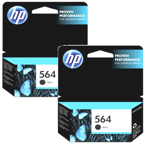2 Pack 2017 Genuine HP 564 Black Bk Ink Cartridges For PhotoSmart C6350 C6340