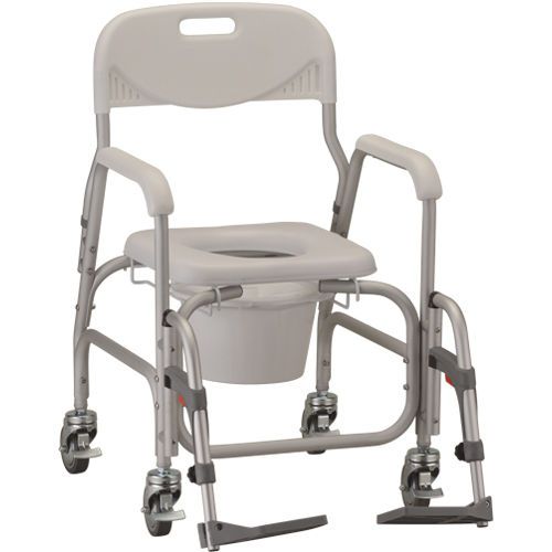 Shower Chair&amp; Commode W/Padded Seat &amp; Swingaway Footrest, Free Ship, No Tx, 8801