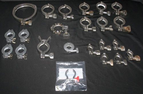 Clamps bolted tri-clamps, sanitary fittings (1&#034; to 5-1/2&#034;) lot of 23