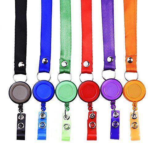 Mudder Translucent Retractable Badge Holder Reel Key Chain Reel with Lanyard ID