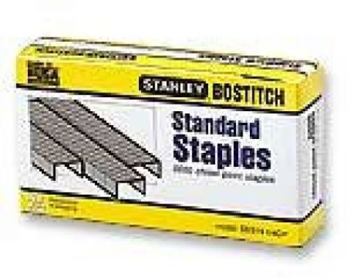 Bostitch premium standard staples, 0.25 inch leg, full-strip, 5,000/box, 3 per for sale