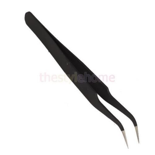 Stainless steel antistatic curved tips tweezer nail art handicraft crafts tool for sale