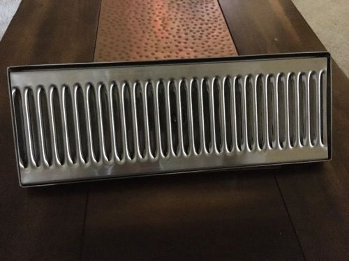 14&#034; x 5&#034; Stainless  Beer Drip Tray w/ Drain Surface Mount