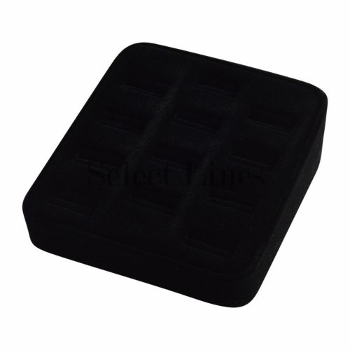 NEW Black Velvet Slotted 12 Ring Tray Jewelry Display !