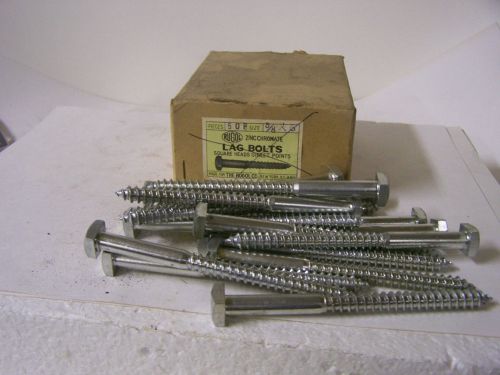 3/8&#034; x 5&#034;  square head lag bolts zinc chromate gimlet point  qty. 17 for sale