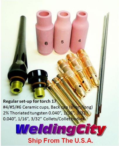 Weldingcity accessory kit ak2 collet-cup-cap-tungsten 040&#034;~3/32&#034; tig torch 17 for sale