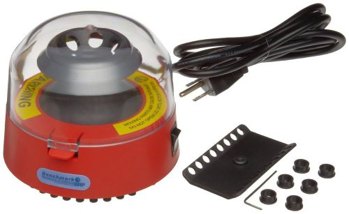 Benchmark scientific bsc1006-r red mini centrifuge with 2 rotors and 6 adapters for sale