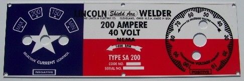 Lincoln arc welder sa-200-m-6549 texas flag replacement control plate for sale
